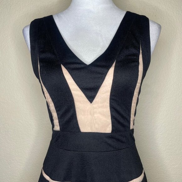 Alt. B Black & Nude Illusion Party Mini Midi Dress Size Large Occasion Event - Picture 2 of 11
